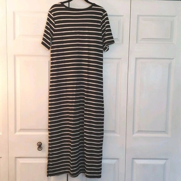 Old Navy Black and White Stripe Long T Shirt Dress Sz M - Picture 2 of 6